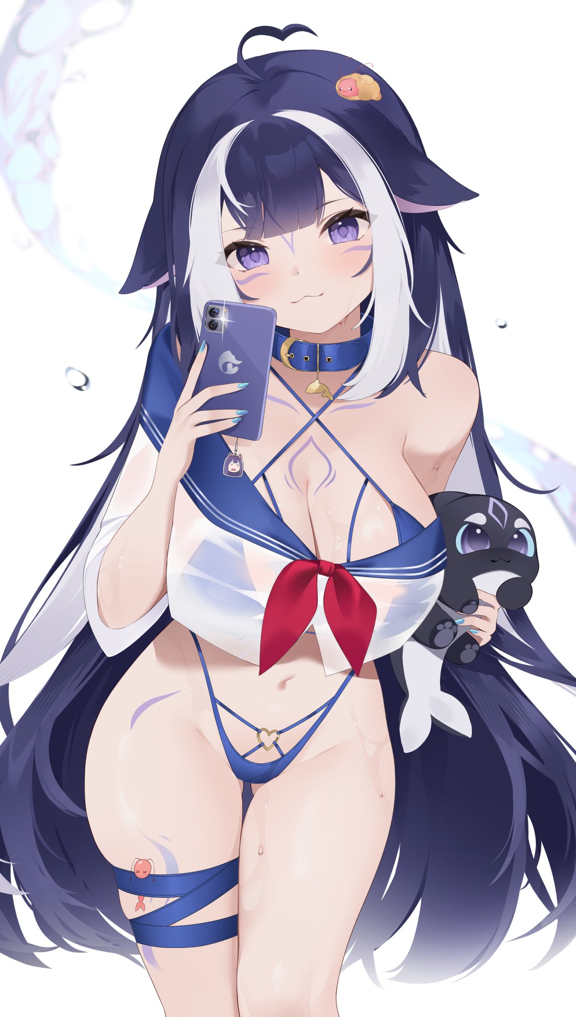 orca_girl orca_tail selfie shylily tagme virtual_youtuber vtuber