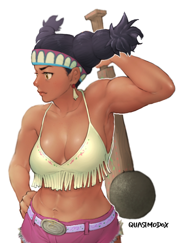 abs athletic athletic_female bare_midriff busty capcom club_(weapon) cuauhololli female female_focus female_only hourglass_figure lily_hawk navel quasimodox street_fighter street_fighter_6 tagme wide_hips