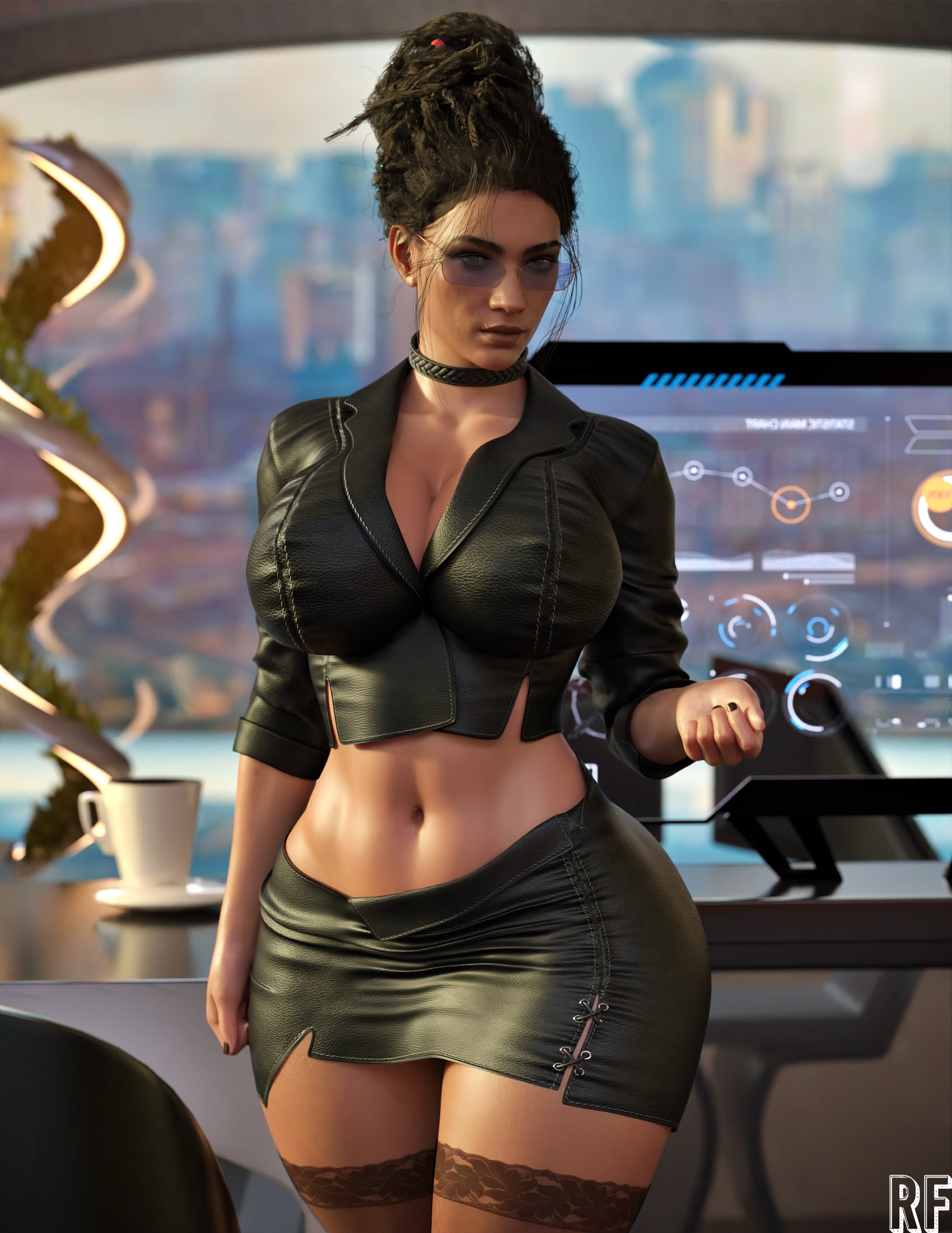 1girls, 2023, 3d, ass, big ass, big breasts, big butt, breasts, cyberpunk 2077, dark skin, dark-skinned female, female, leather, leather clothing, leather jacket, looking at viewer, looking pleasured, panam palmer, purple-tinted eyewear, rude frog, staring, staring at viewer, sunglasses, tinted eyewear, wide hips