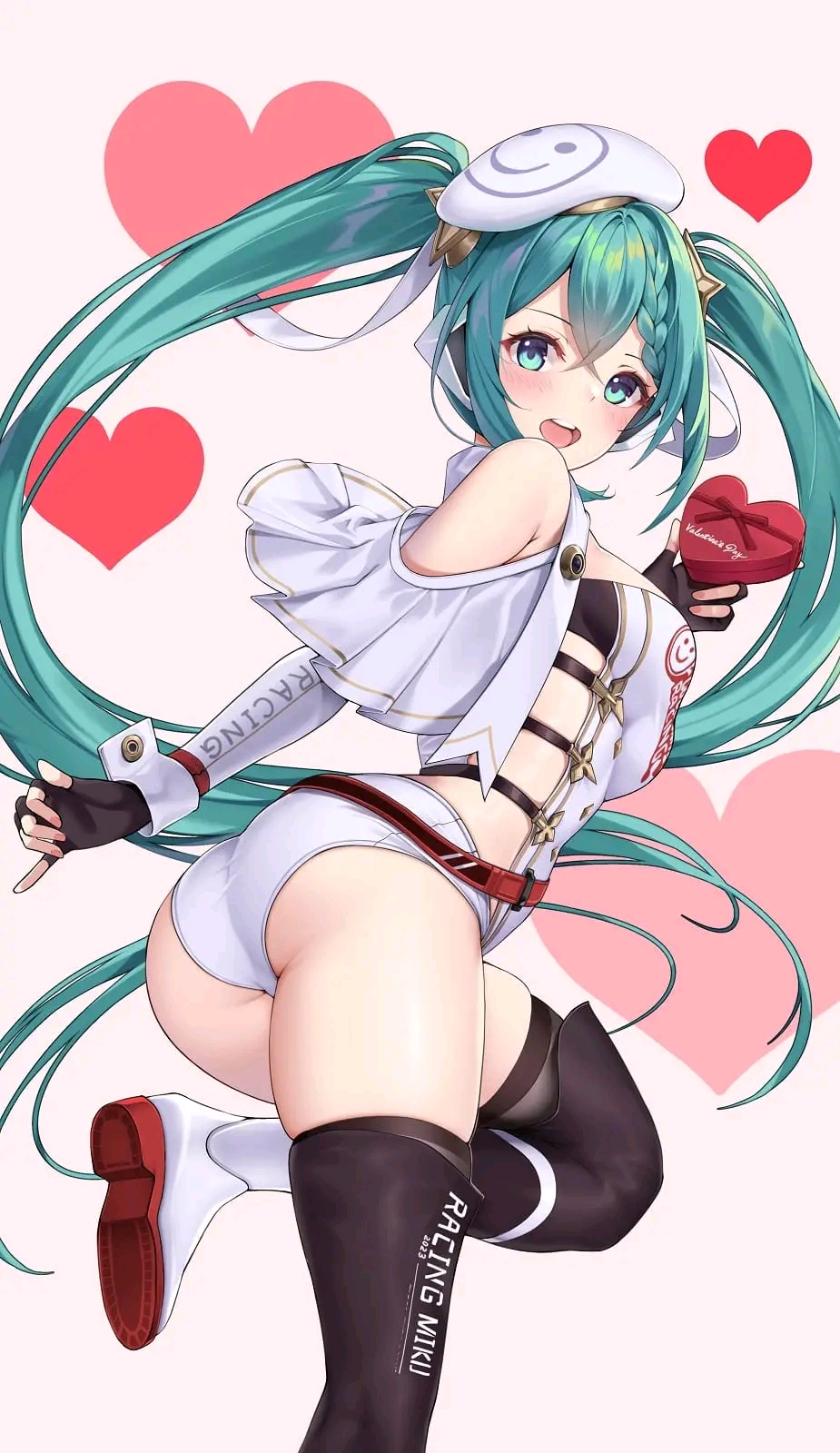 ass boobs boots goodsmile_racing hat hatsune_miku heart hearts matrix16 racing_miku tagme thick_ass thick_thighs valentine's_day vocaloid