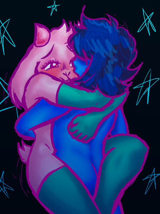 2boys ambiguous_gender anthro arm_warmers arms_around_neck arms_around_partner ass back blue_body blue_hair blue_skin blush carrying carrying_partner clothing deltarune deltarune_chapter_2 duo eyelashes eyes_half_open eyeshadow femboy functionally_nude fur_tuft gay goat horns hugging human human_on_anthro implied_penetration just_a_lil_guy kris_(deltarune) leg_warmers legs_around_partner looking_pleasured makeup male male/ambiguous male/male naked nude nude_male pink_body pink_eyes pink_eyeshadow pink_fur ralsei riding riding_penis sex simple_background stand_and_carry_position standing standing_sex stars tail thick_thighs thighhighs thighs white_body white_fur wholesome