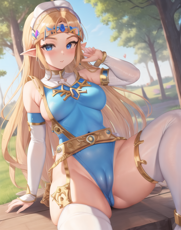 1girls, ai generated, female, female only, legwear, leotard, princess zelda, solo, stable diffusion, the legend of zelda, thick thighs
