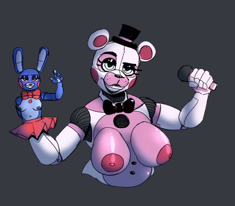 big_breasts five_nights_at_freddy's five_nights_at_freddy's:_sister_location funtime_freddy_(fnafsl) looking_at_viewer nipples rule_63 zhenai