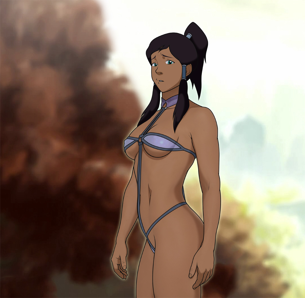 1girls, anaxus, avatar legends, breasts, female, korra, medium breasts, micro bikini, solo, solo female, standing, swimsuit, the avatar, the legend of korra, water tribe