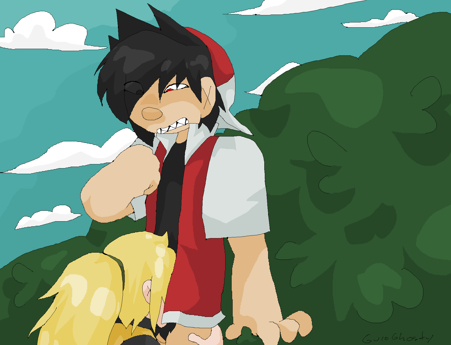 blowjob guroghost male pokemon pokemon_(manga) pokemon_adventures red_(pokemon) straight yellow_(pokemon)