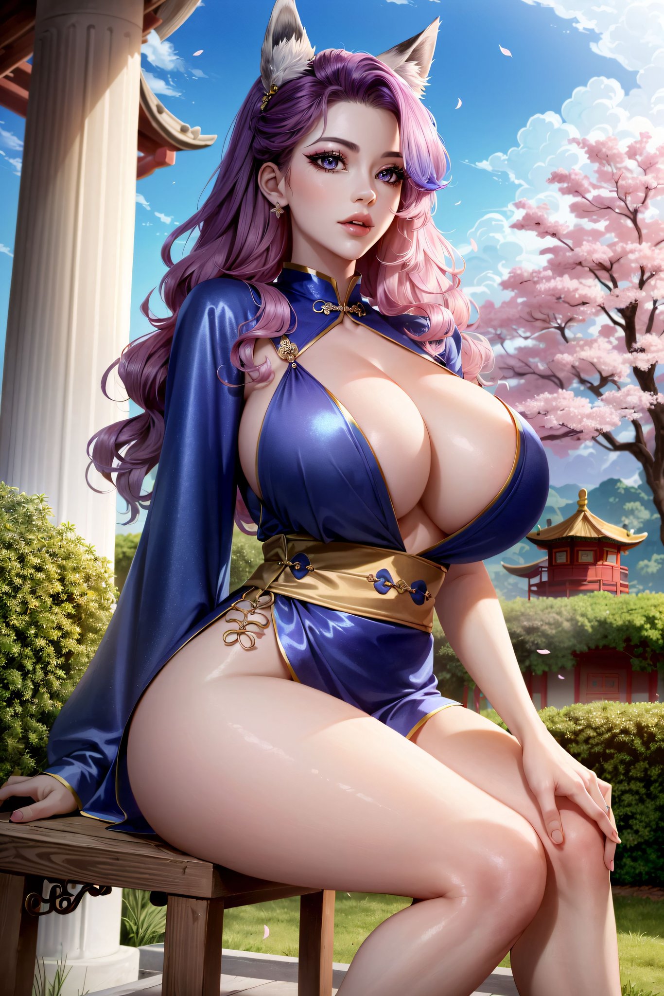 1girls, ai generated, curvaceous, curvy body, curvy female, curvy figure, dress, female, female focus, female only, fox ears, fox girl, hi res, high resolution, kimono, long hair, seductive look, stable diffusion, voluptuous, voluptuous female