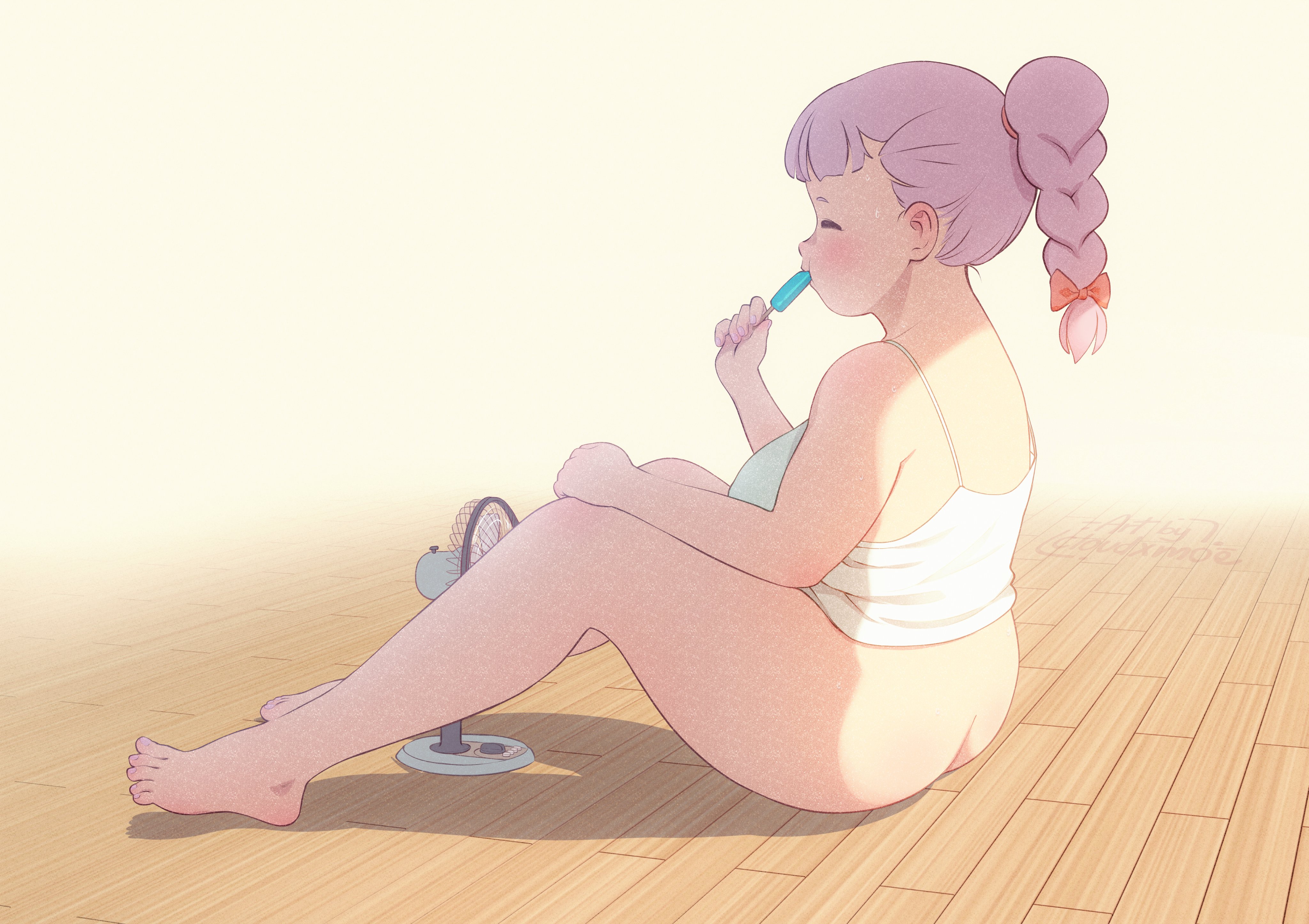 ass, chubby, chubby belly, chubby female, cloudxmoe, electric fan, fan, jasminka antonenko, little witch academia