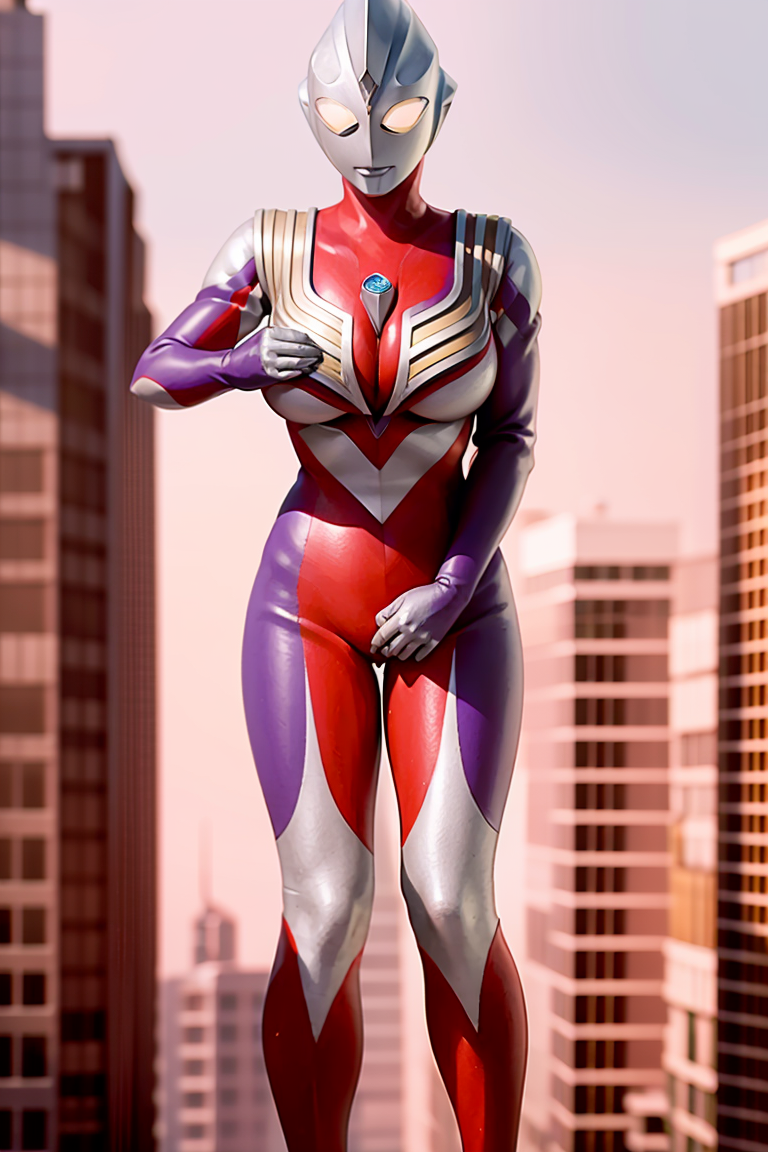 ai_generated building grabbing_own_breast grabbing_own_pussy heroine large_breasts latex latex_gloves latex_suit solo solo_female thick_thighs tight_clothing ultraman_(franchise) ultrawoman_thiccga_(tiga63)