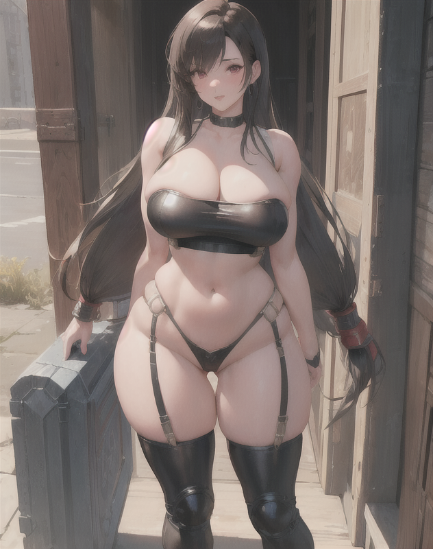 ai generated, female, final fantasy, final fantasy vii, solo, stable diffusion, thick thighs, tifa lockhart