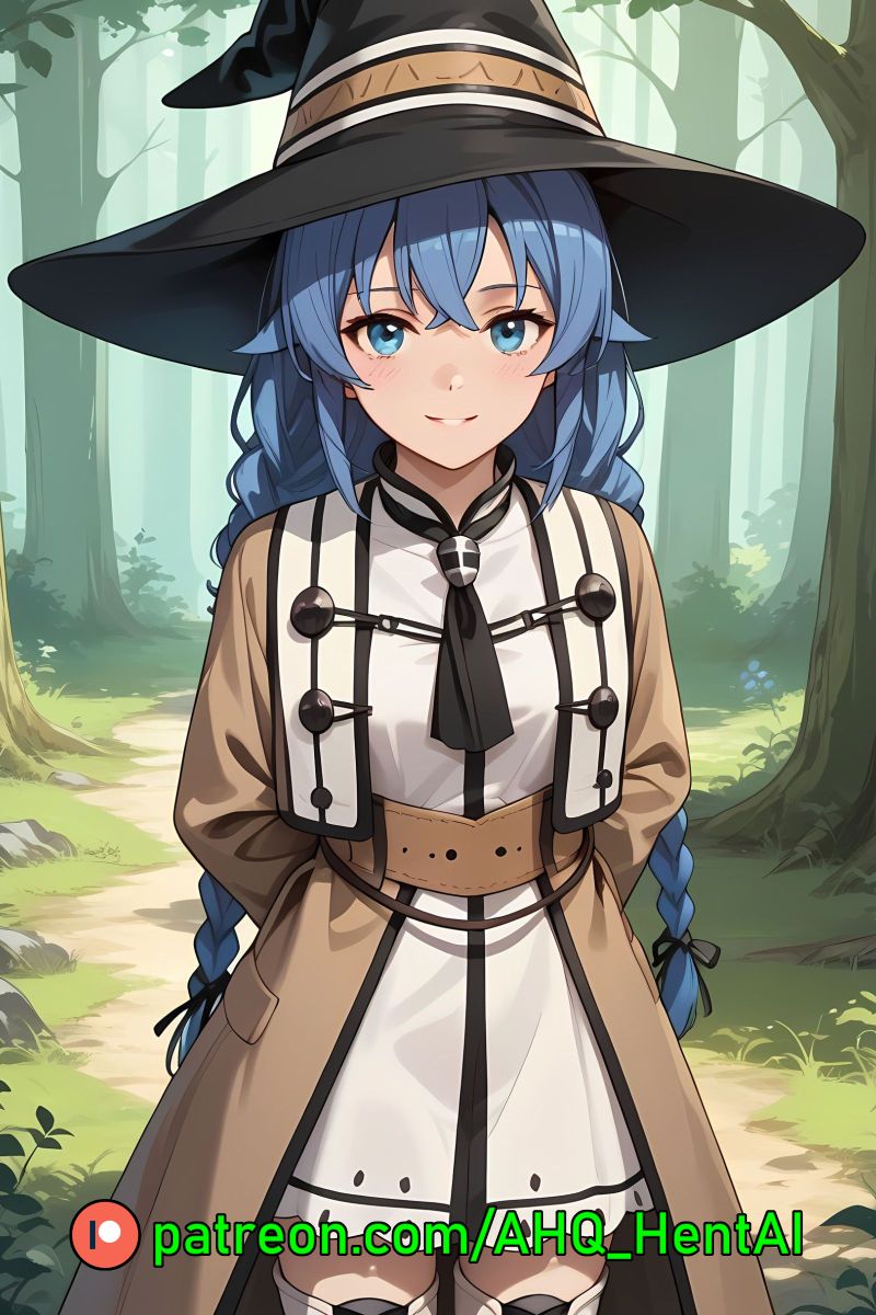 1girls ahq_hentai ai_generated female forest hat mage mage_hat mage_robe mushoku_tensei patreon roxy_migurdia stable_diffusion