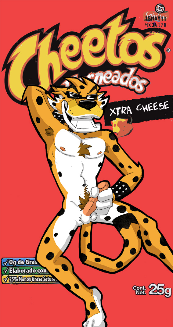 1boy anthro balls black_nose cheetah chest_tuft chester_cheetah feline fur furry male male_only nipples nude penis pubic_tuft solo sunglasses tail