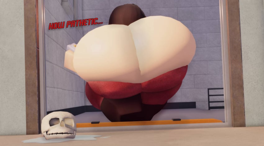 1girls, 3d, after vore, agent (rolve), ass, ass focus, big ass, big breasts, bone, breasts, clothed, english text, female, female only, roblox, roblox game, robloxian, rolve, sillyjuices, skull, tagme, text, thick thighs, thighs, typical colors 2