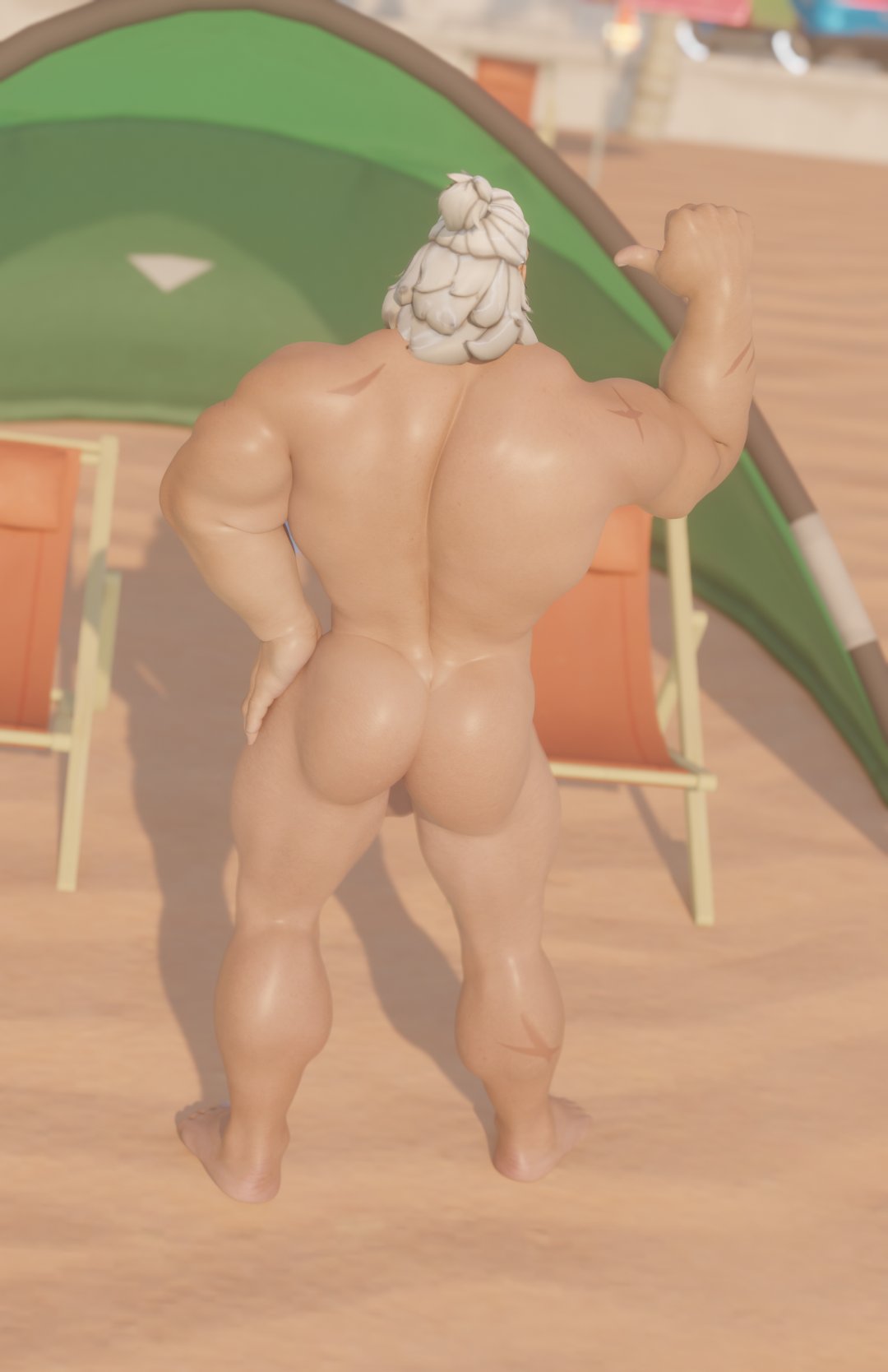 1boy 3d 3d_(artwork) ass bara big_ass big_butt male male_only muscular muscular_male overwatch reinhardt solo solo_male txddy3d