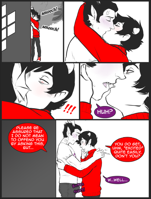 2boys boner boner_in_pants comic cronus_ampora dialogue gay homestuck kankri_vantas kissing male ms_paint_adventures punpunichu tagme troll