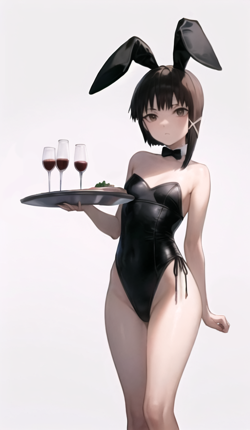 ai_generated anything_diffusion bowtie brown_eyes brown_hair bunny_ears bunny_girl bunnysuit female female_only hair_ornament lain_iwakura latex serial_experiments_lain short_hair sidelocks stable_diffusion wine wine_glass x_hair_ornament