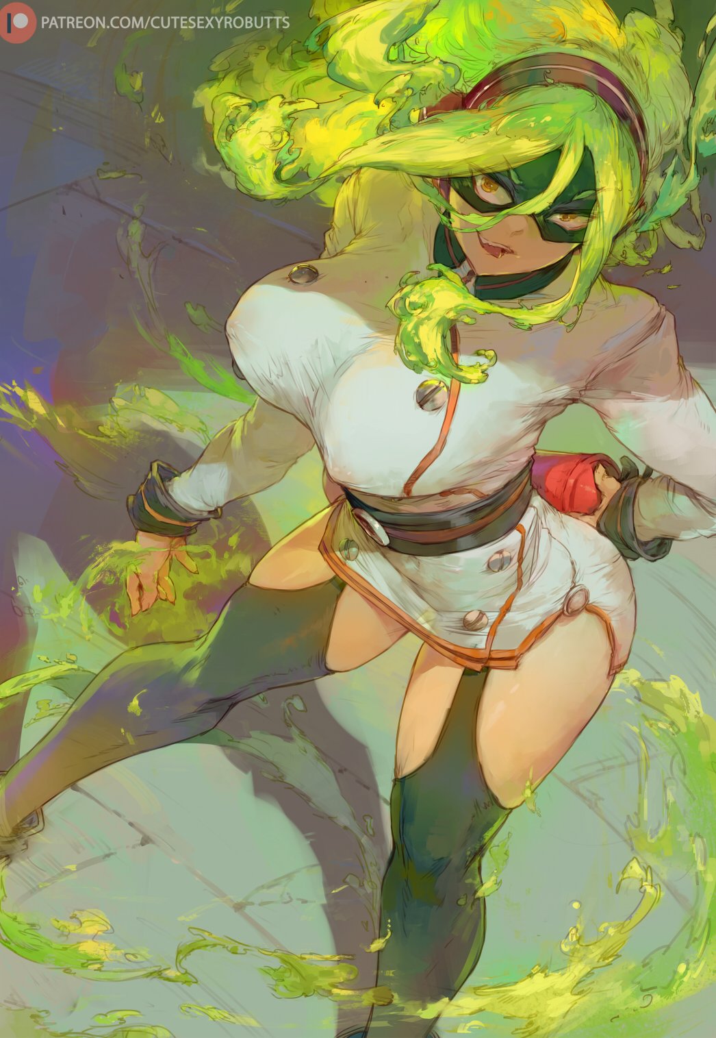 ass big_areola big_ass big_breasts big_butt big_nipples black_facemask black_mask black_stockings breasts burnin_(my_hero_academia) clothed clothing cutesexyrobutts erect_nipples face_mask female female_focus female_only fully_clothed fully_clothed_female green_hair grin grinning headband huge_ass huge_butt kamiji_moe large_ass large_breasts large_butt light-skinned_female light_green_hair light_skin mask moe_kamiji my_hero_academia nipple_bulge nipples nipples_visible_through_clothing smile smiling smirk smirking stockings thick_thighs thighs