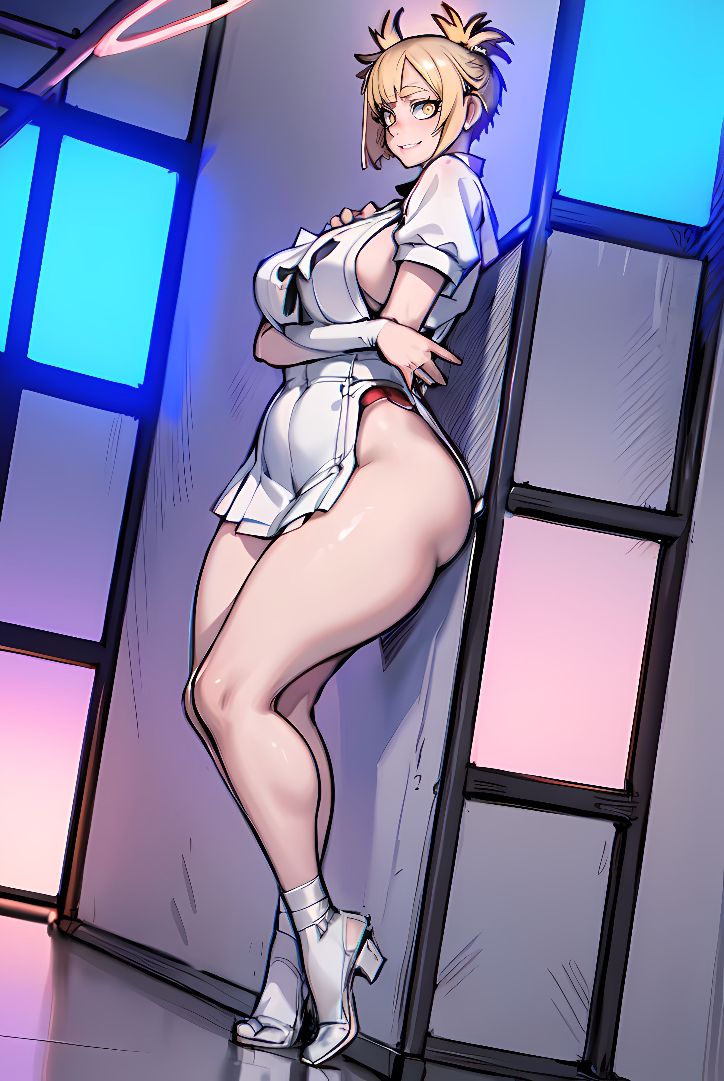 1girls, ai generated, ass, big ass, big breasts, big butt, blonde hair, breasts, double bun, female, hi res, highres, himiko toga, hpeq, huge ass, huge breasts, human, looking at viewer, maid apron, maid uniform, my hero academia, solo, stable diffusion, thick ass, thick thighs, thighs, voluptuous, voluptuous female