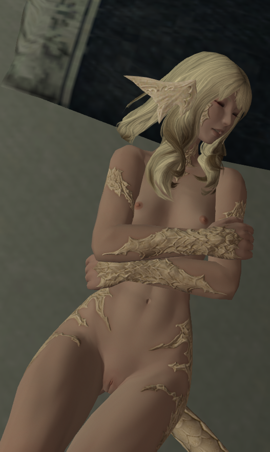 1girls au_ra bed cute final_fantasy final_fantasy_xiv mikoto_jinba sleeping small_breasts