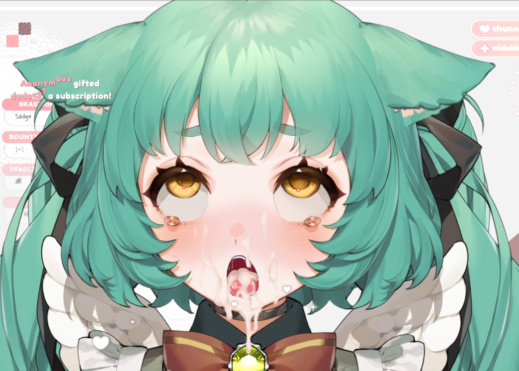 1girl 1girls 2023 4chan after_oral after_sex ahe_gao blush cat_ears cat_girl catgirl choker cum cum_drip cum_dripping_down_chin cum_in_mouth cum_on_face cum_on_tongue eyes_rolling_back facial girl_dm green_hair hair_ornament indie_virtual_youtuber solo streaming tears unknown_artist virtual_youtuber vtuber white_background yellow_eyes