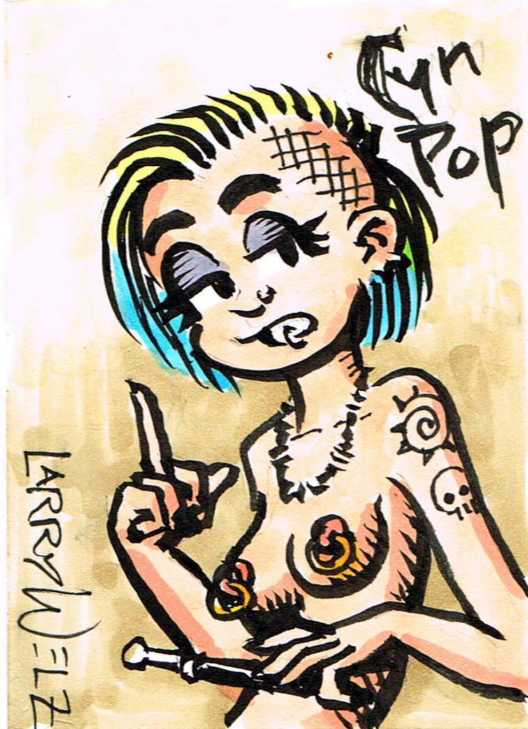 blonde_hair blue_highlights breasts cherry_poptart_(comic) cinnamon_poptart flipping_viewer_off larry_welz light-skinned_female naked naked_female necklace nipple_rings nipples nude nude_female pale-skinned_female pierced_lip pierced_nipples pinup punk punk_girl rebel shaved_side straight_hair tattoos vape_pen