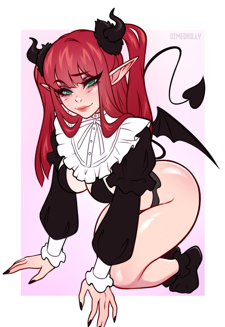 1girls anklehighs big_ass black_socks cosplay dimedrolly female female_only frilled_socks kitagawa_marin socks solo sono_bisque_doll_wa_koi_wo_suru succubus