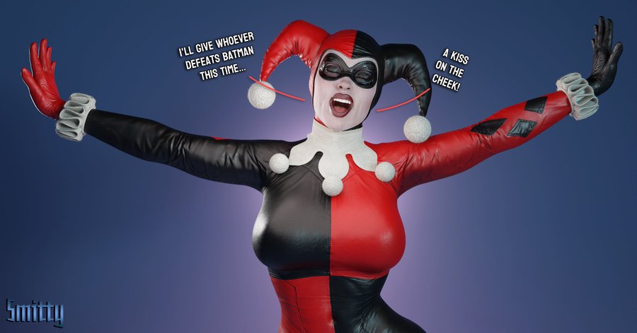 1girls, 3d, 3d (artwork), antiheroine, ass, athletic, athletic female, batman (series), big breasts, blue background, breasts, busty, dc, dc comics, eyes, female, female focus, female only, fit, fit female, fully clothed, harley quinn, harley quinn (classic), harley quinn (injustice), hips, injustice 2, legs, light skin, light-skinned female, light-skinned male, lips, male, name drop, simple background, smitty34, solo, solo female, straight, thick, thighs, villain, villainess, voluptuous, watermark, wide hips