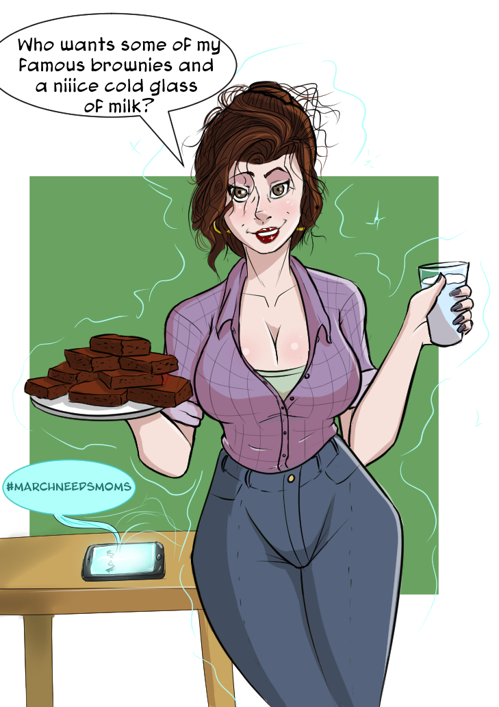 after_transformation cleavage cookies gender_transformation genderswap_(mtf) jakal63 large_breasts march_needs_moms milf milfification milk milk_and_cookies rule_63 tagme