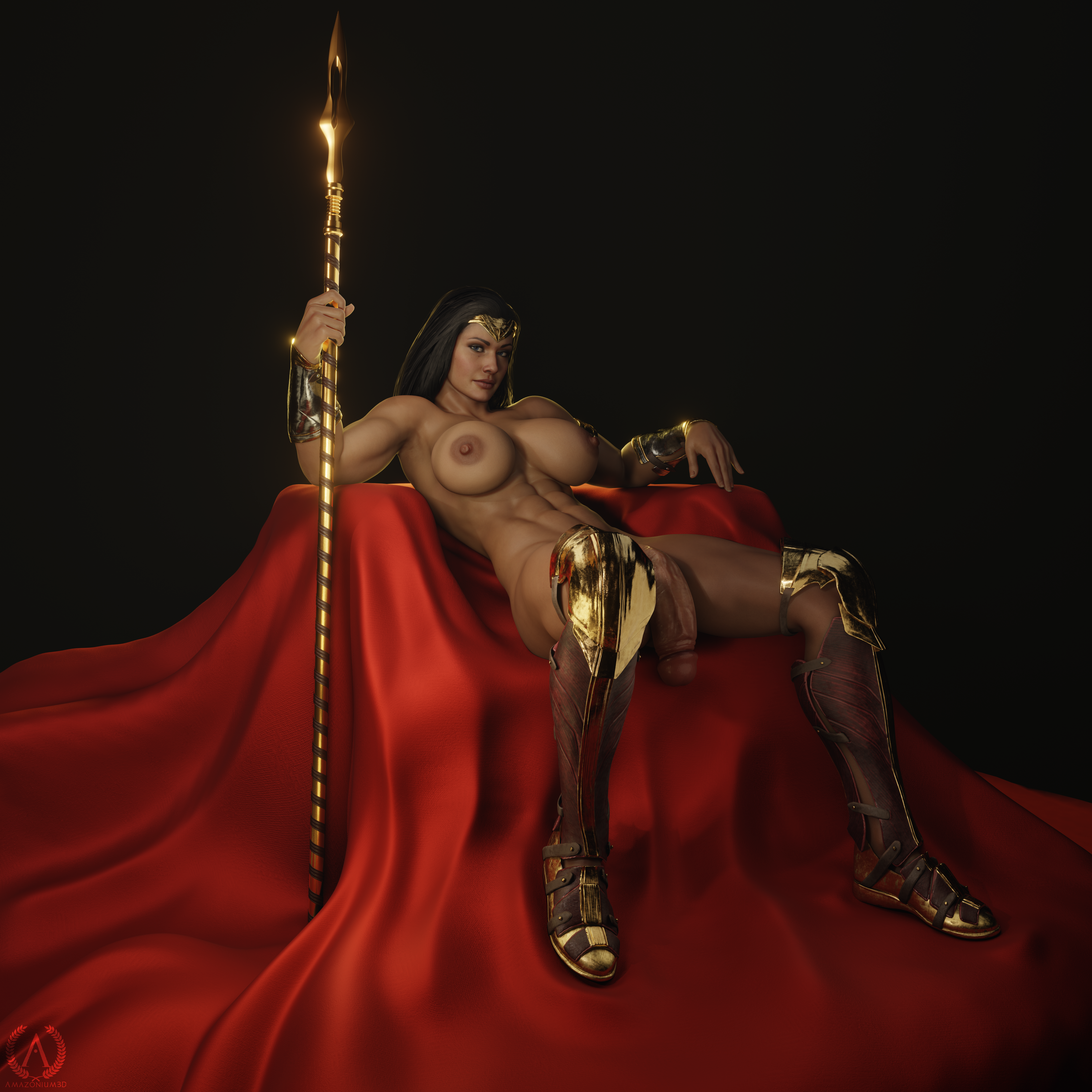 1futa, 3d, abs, amazonian futa, amazonium, armored boots, big breasts, big penis, boots, breasts, dc, dc comics, flaccid, flaccid penis, futa only, futanari, injustice 2, intersex, knee boots, muscular, muscular futa, naked, naked futa, nipples, penis, solo, source request, spear, tagme, throne, wonder woman, wonder woman (injustice), wonder woman (series)