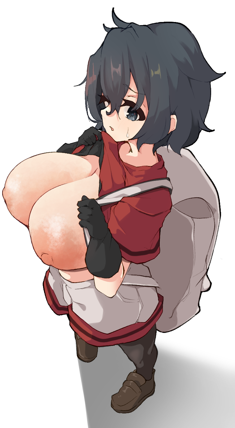 1girls backpack big_breasts breasts breasts_out clothes clothing dark_hair eyebrows_visible_through_hair female_only kaban_(kemono_friends) kemono_friends light-skinned_female solo spy_artservice tagme thick_thighs voluptuous