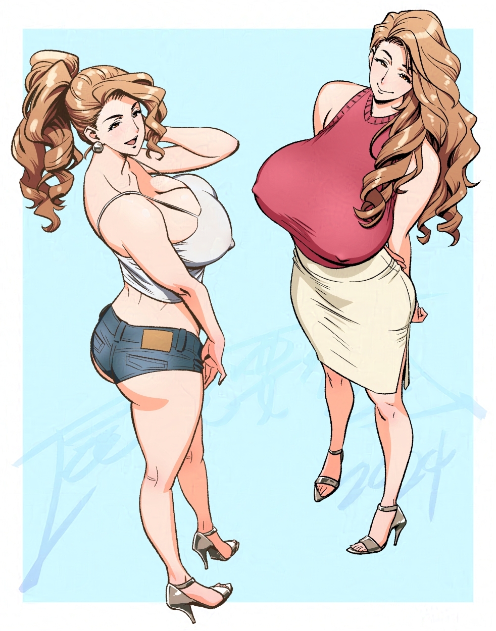 2girls 2milfs ass bare_arms bare_legs bare_shoulders bare_thighs big_ass big_breasts breasts brown_hair busty cleavage curly_hair curvaceous curvaceous_female curvaceous_figure curves curvy curvy_body curvy_female curvy_females curvy_figure curvy_hips curvy_thighs dat_ass dimples_of_venus duo duo_female duo_focus erect_nipples erect_nipples_under_clothes facing_viewer female female/female female_focus female_only full_body heels high_heels hips huge_breasts incest incest_(lore) jean_shorts large_breasts long_hair looking_at_viewer mishima_yumi ootake_nami ponytail revealing_clothes revealing_outfit see-through_clothing short_shorts shorts sibling sibling_incest siblings sideboob sister sister_(lore) sister_and_sister sisters sisters_(lore) skimpy skimpy_clothes skimpy_outfit skirt smile smiling smiling_at_viewer smirk smirking smirking_at_viewer smug smug_expression smug_face smug_smile standing tagme tank_top tatsunami_youtoku thick_ass thick_thighs thighs twin_milf twin_sisters twins voluptuous voluptuous_female voluptuous_milf wide_hips