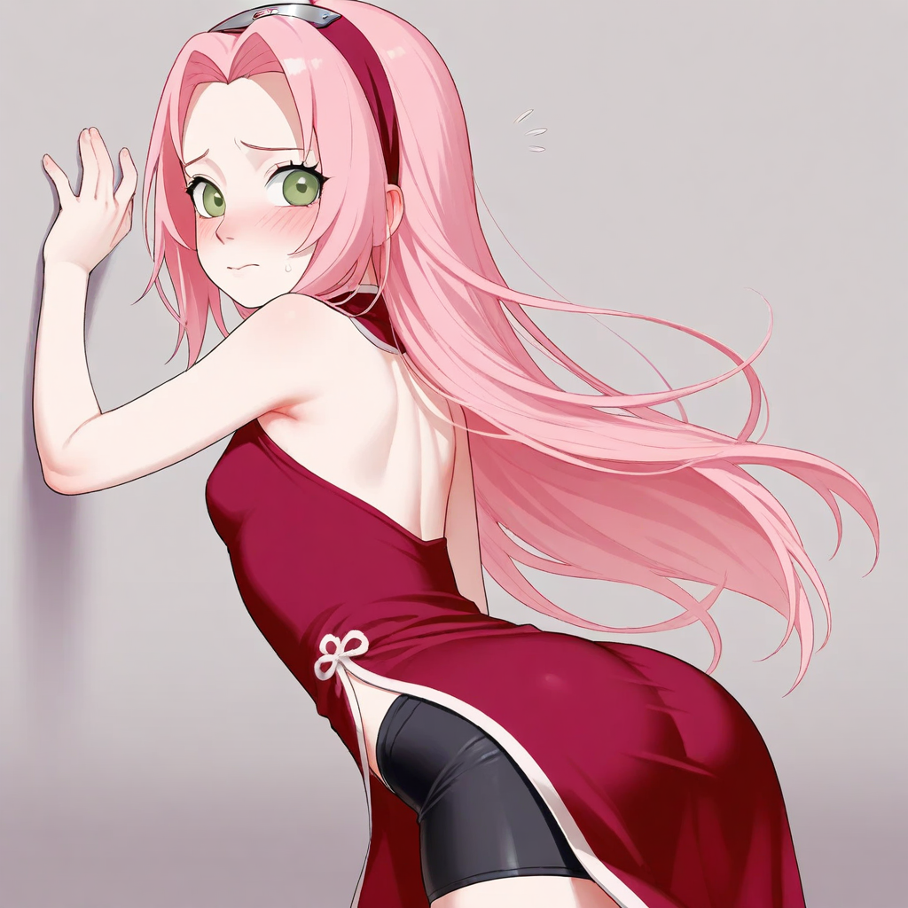 ai_generated blush clothed naruto naruto_(classic) naruto_(series) naruto_shippuden pink_hair sakura_haruno shy