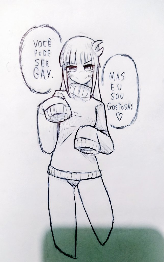 cameltoe character_request copyright_request language_request long_hair oversized_clothes oversized_sweater panties panty_peek sweater tagme_(character) text text_bubble tokkeresu tokkizito traditional_media_(artwork) translation_request