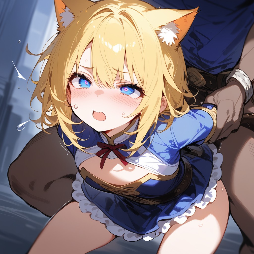 2boys, ai generated, arm grab, arms behind back, cat boy, catboy, femboy, helpless, male, male penetrating male, rape