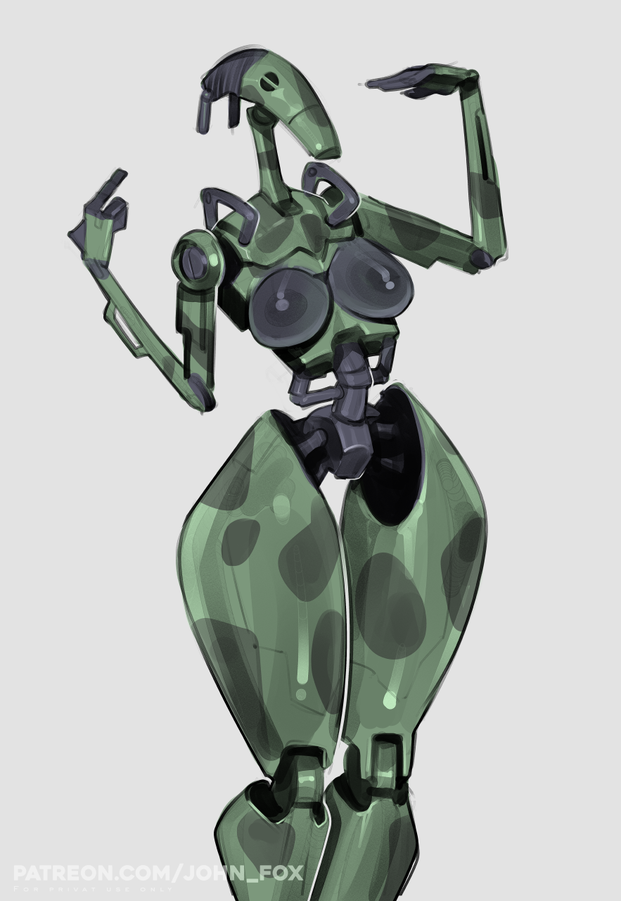 2023 2d b1_battle_droid battle_droid breasts digital_media_(artwork) droid female female_only johnfoxart lucasfilm robot robot_girl rule_63 solo standing star_wars tagme thick_thighs