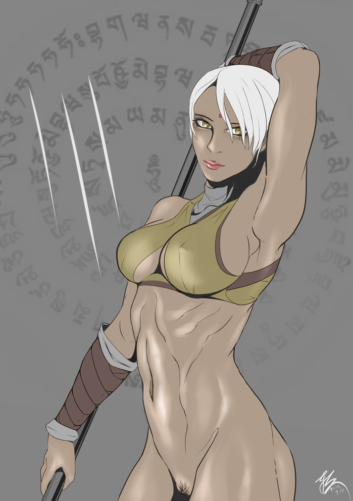 abs cavalry dark-skinned_female diablo diablo_3 female_only monk monk_(diablo) muscular_female short_hair solo tagme tomboy white_hair