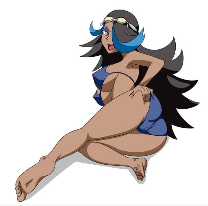 1girls ass ass_focus ass_grab bikini black_hair feet huge_ass looking_at_viewer misaeldm pokémon pokemon pokemon_oras shelly_(pokemon) shelly_(pokemon_oras) silvina_(pokémon) swimsuit tanned