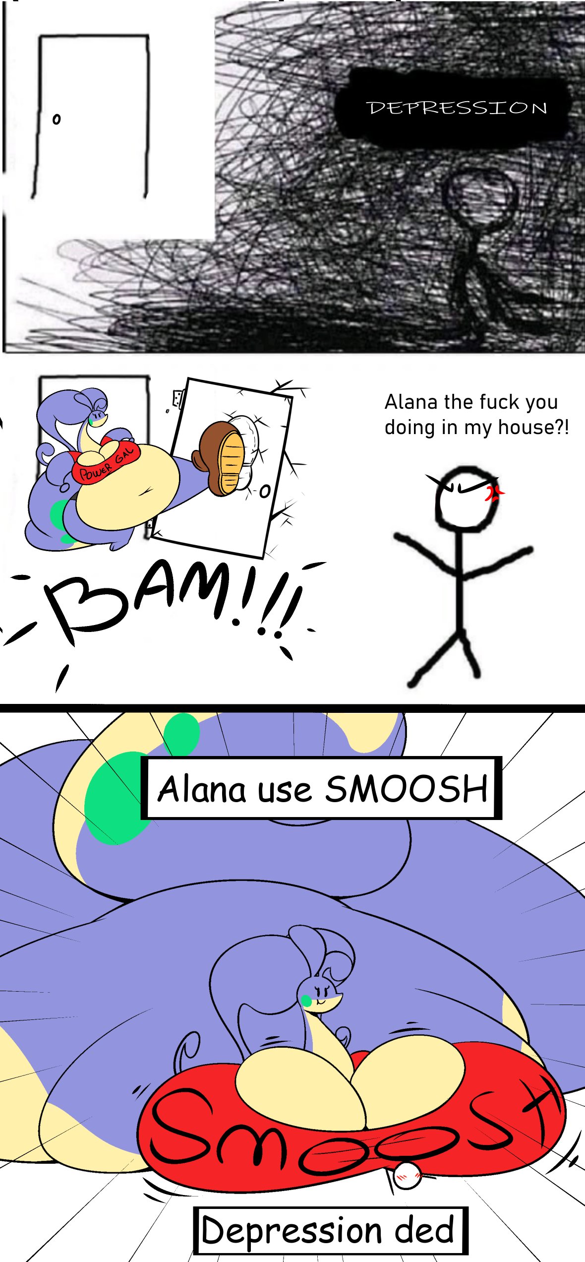 1boy 1girls alana_the_goodra ass bbw belly big_breasts boot bottomless breakykobold breasts chubby chubby_female cleavage colossal_ass comedy comic english_text enormous_ass fat female female_focus funny gigantic_ass gigantic_breasts goodra hips huge_ass huge_belly humor hyper hyper_ass hyper_breasts large_ass large_breasts male massive_ass massive_breasts meme nintendo omg_hi! on_top on_top_of_another overweight overweight_female pokemon pokemon_(species) somewhat_wholesome stickfigure stickman stomach tesxt thick_thighs thighs under_breast under_breasts wholesome wide_hips