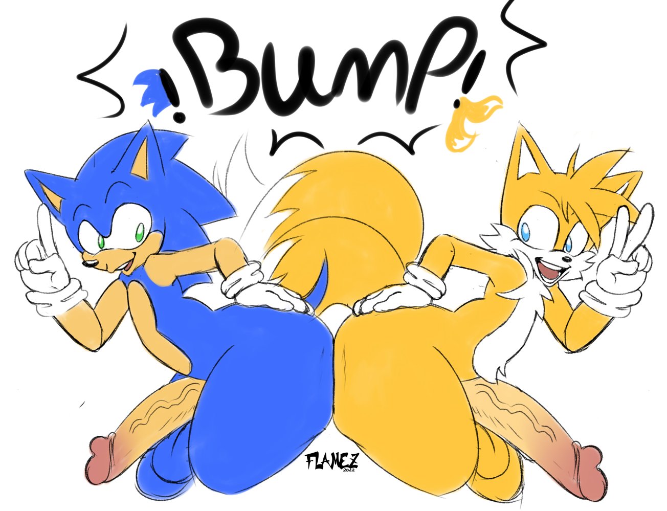 2boys ass ass_to_ass balls big_ass big_butt big_penis bros_being_bros fat_ass femboy flamez fox gay hedgehog male/male male_only penis sonic_(series) sonic_the_hedgehog tails tails_the_fox wide_hips