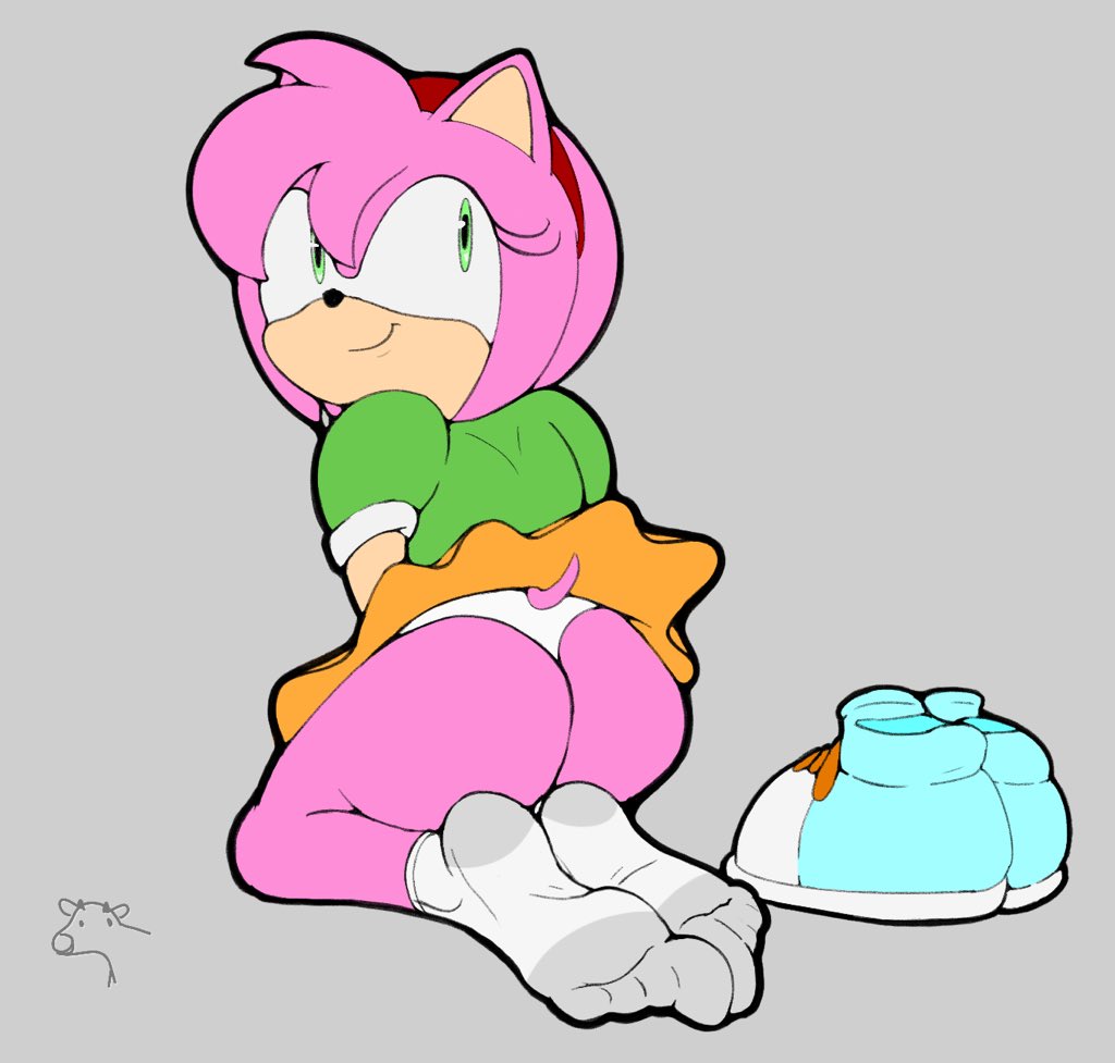 1girls amy_rose anthro ass classic_amy_rose classic_amy_rose_(cosplay) clothed clothed_female dat_ass dummycervine feet female foot_fetish foot_focus furry hedgehog kneeling kneeling_female looking_at_viewer looking_back_at_viewer panties presenting_ass sega socks socks_on soles sonic_(series) sonic_cd sonic_the_hedgehog_(series) toes underwear