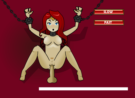 adventurequest_worlds aqw aqworlds arms_up artix_entertainment blue_eyes blush breasts chained chains circlet clothing collar_only disembodied_penis dubious_consent gravelyn handcuffed handcuffs long_hair metal_collar metal_cuffs penis pubic_hair red_background red_hair small_nipples text vaginal vaginal_penetration vaginal_sex