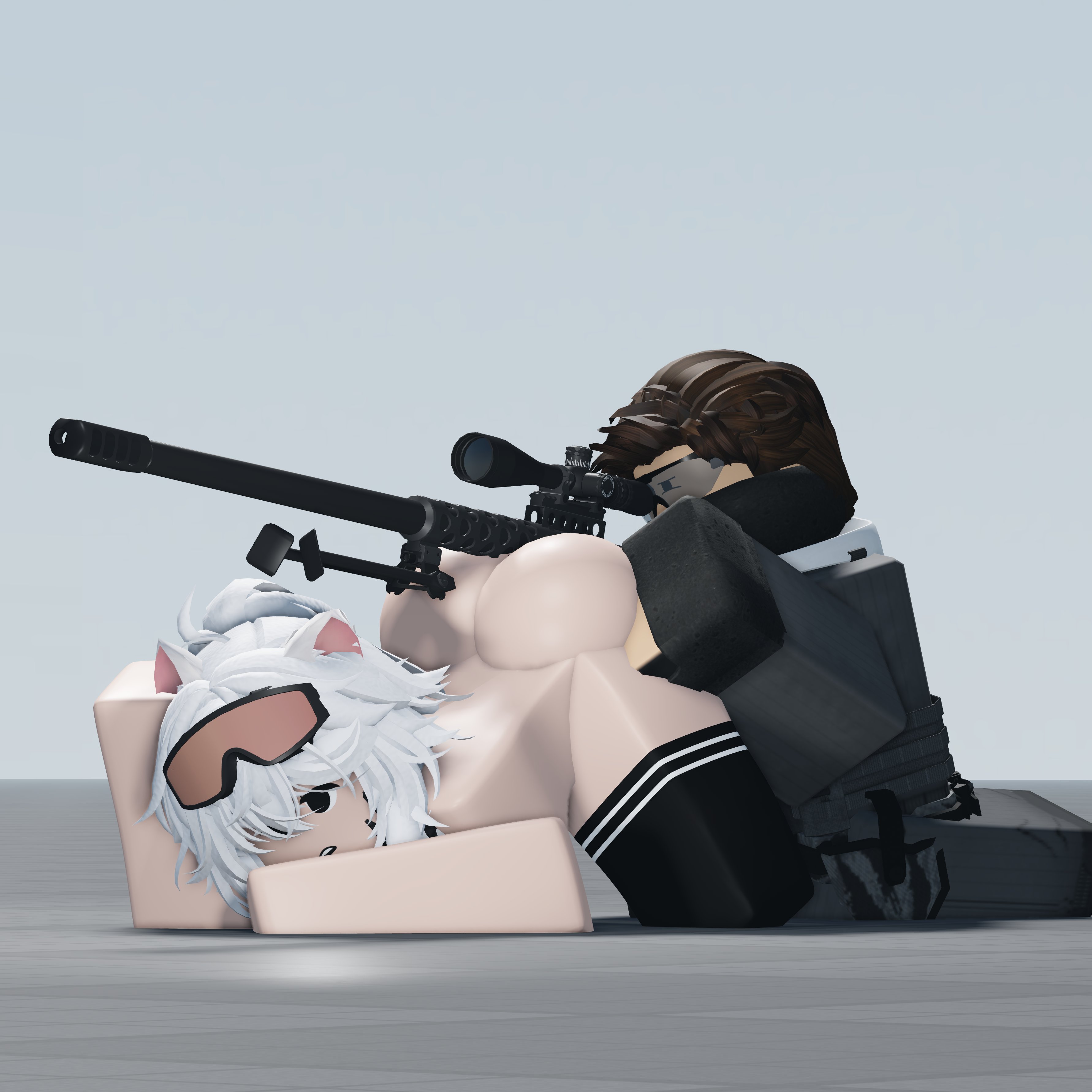 1boy, 1girls, 3d, 3d (artwork), anti (phantom forces), ass, baseplate, big ass, brickstar328, broker (phantom forces), clothed male, female, gun, jack-o pose, male, naked, nude, nude female, phantom forces, roblox, roblox game, robloxian, tagme, thighhighs