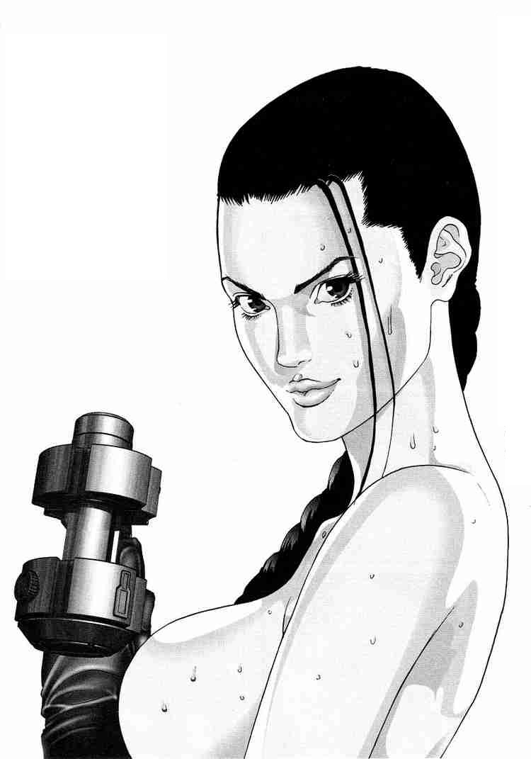 black_hair breasts gantz gun oku_hiroya sei_sakuraoka weapon