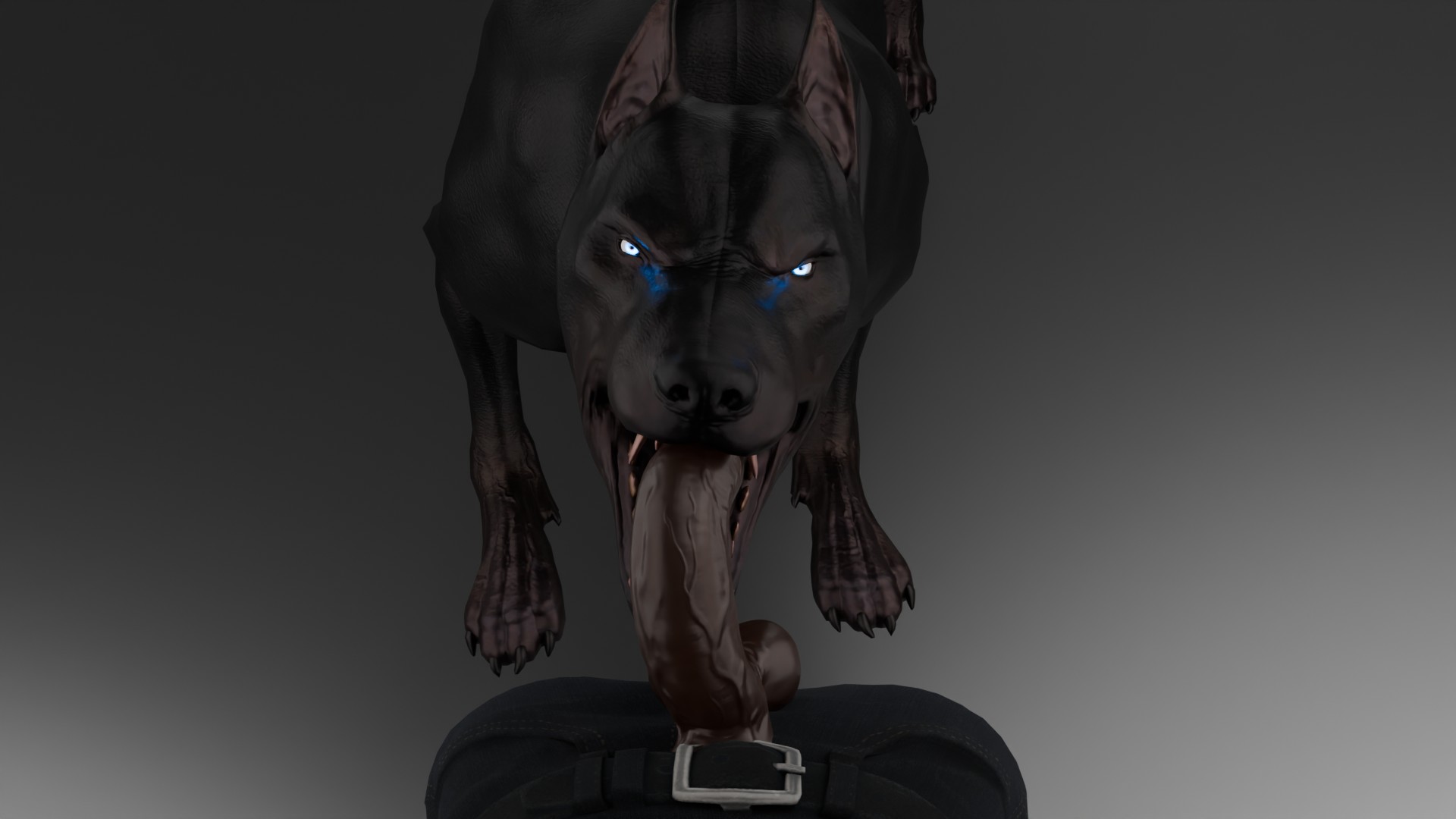 3d, armor, balls, belt, big penis, bj blazkowicz, black body, black fur, bodily fluids, canid, canine, canis, claws, clothing, cum, dark skin, dark-skinned male, digital media (artwork), dobermann, domestic dog, duo, erection, eye contact, fangs, fellatio, feral, first person view, fur, gay, genital fluids, genitals, hi res, huge cock, human, human on feral, interspecies, kampfhund, looking at another, lying, male, male on feral, male only, male/male, mammal, obsceneeighteensfm, on back, oral, paws, penis, penis in mouth, pinscher, saliva, signature, teeth, veiny penis, wolfenstein, zoophilia