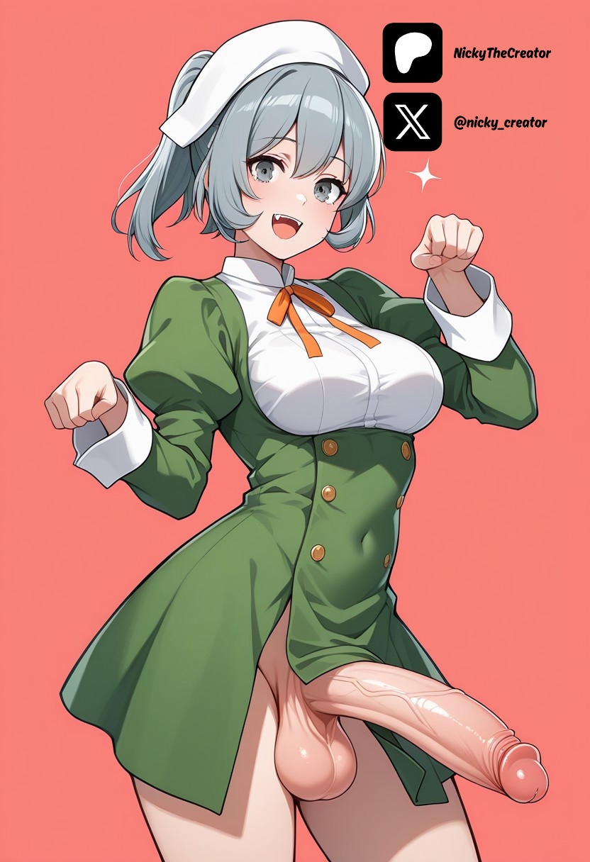 1futa ai_generated big_breasts breasts cock colored danmachi dick dungeon_ni_deai_wo_motomeru_no_wa_machigatteiru_darou_ka dungeon_ni_deai_wo_motomeru_no_wa_machigatteiru_darou_ka? erection futa_only futanari futanari futanari/female green_uniform grey_eyes grey_hair light_skin light_skinned_futanari long_hair maid_unif nickythecreator open_mouthorm penis rawr sexy sexy_body sexy_pose standing syr_flover testicles uncensored veiny_penis