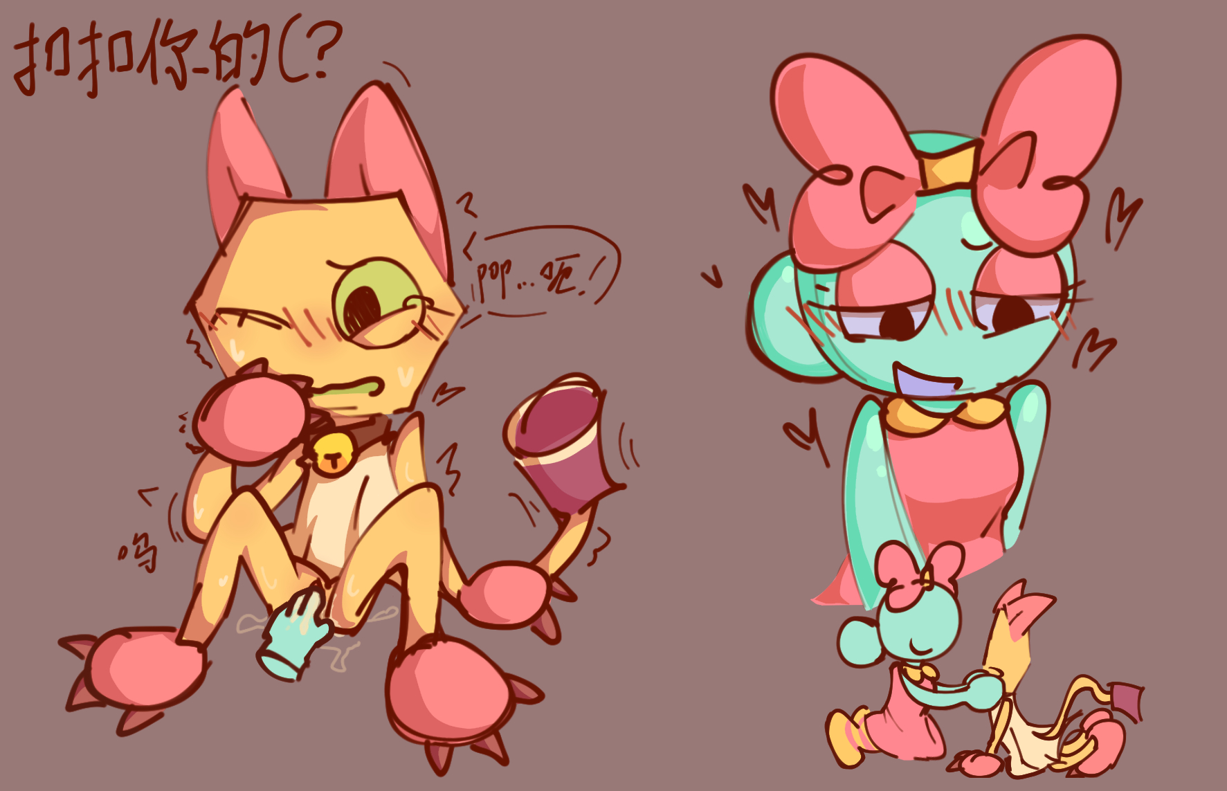 dandy's world, female, peak yuri, poppy (dandy's world), scraps (dandy's world), tagme, yuri
