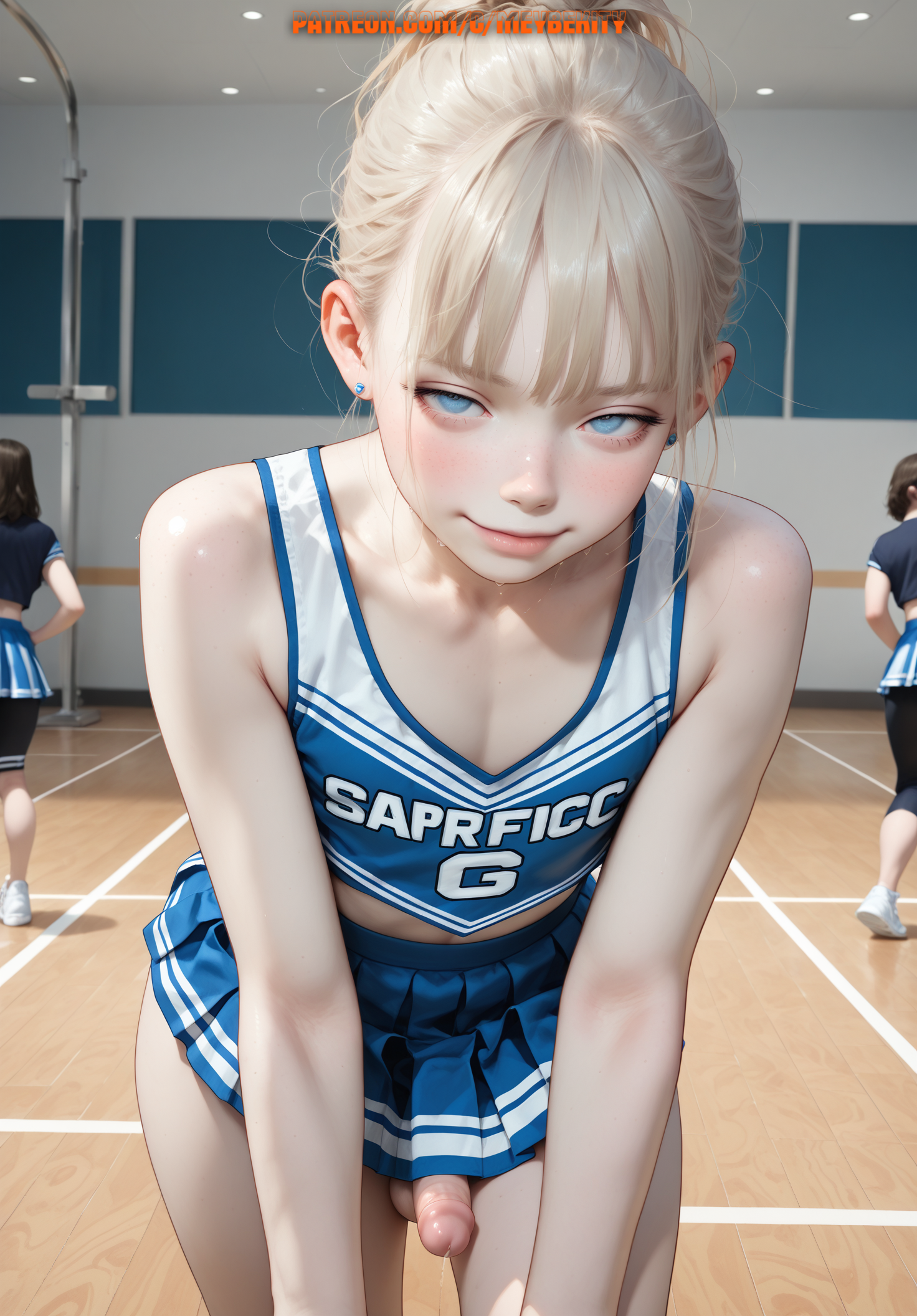 1boy, ai generated, balls, femboy, male, meybekity, no panties, otoko no ko, penis, skirt, trap, yaoi