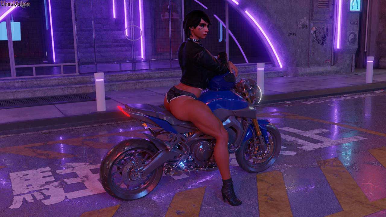 3d ass bike fareeha_amari female high_heel_boots high_heels legs motor_vehicle motorbike motorcycle muscular_female muscular_legs muscular_thighs overwatch overwatch_2 pharah short_hair solo sunglasses tagme vonsvaigen