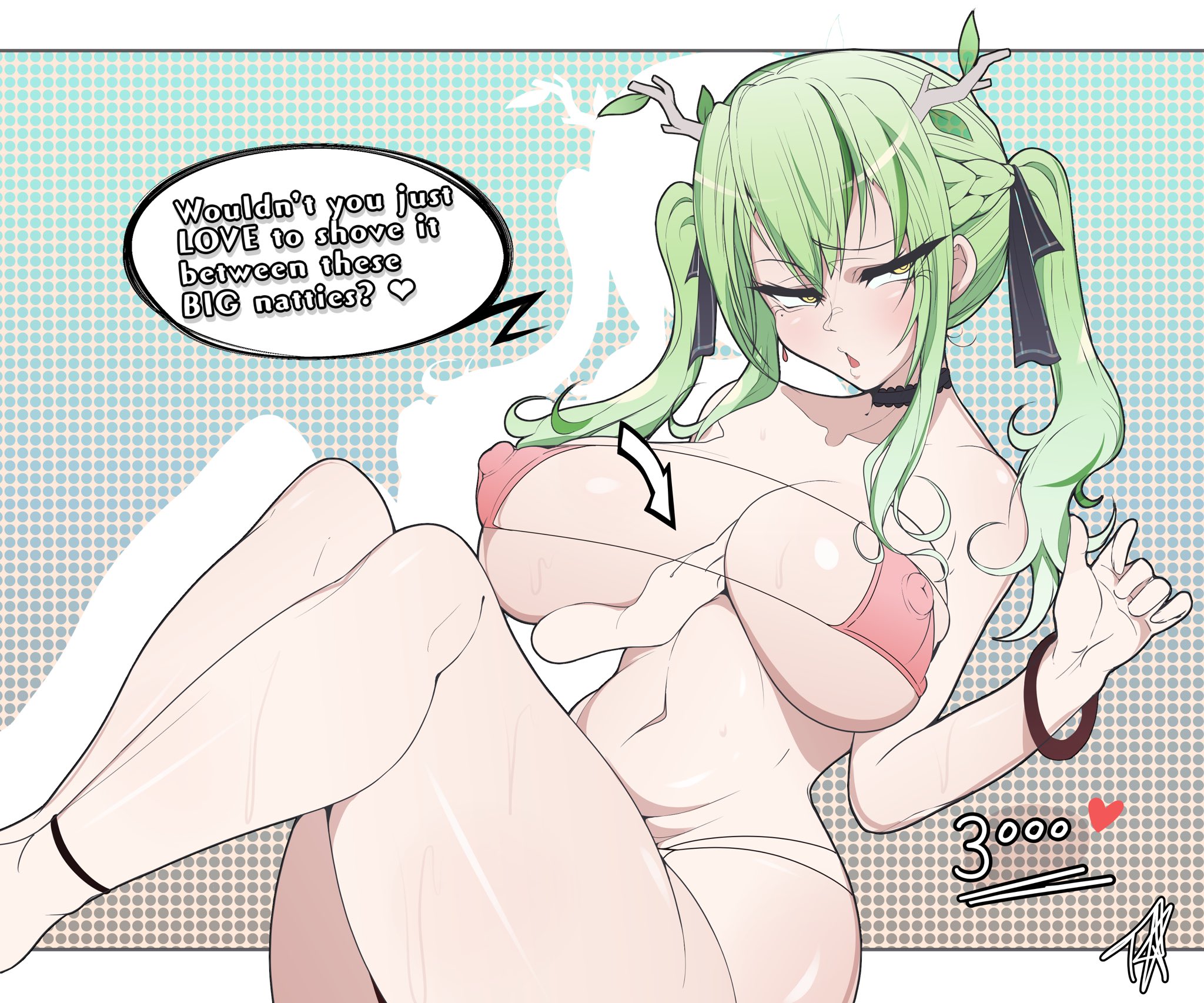 1girls, breasts, ceres fauna, ceres fauna (3rd costume), eyepatch bikini, female, green hair, hololive, hololive english, hololive english -council-, hololive english -promise-, huge breasts, light skin, light-skinned female, long hair, slim waist, thick thighs, tinstarsp, virtual youtuber, wide hips, yellow eyes