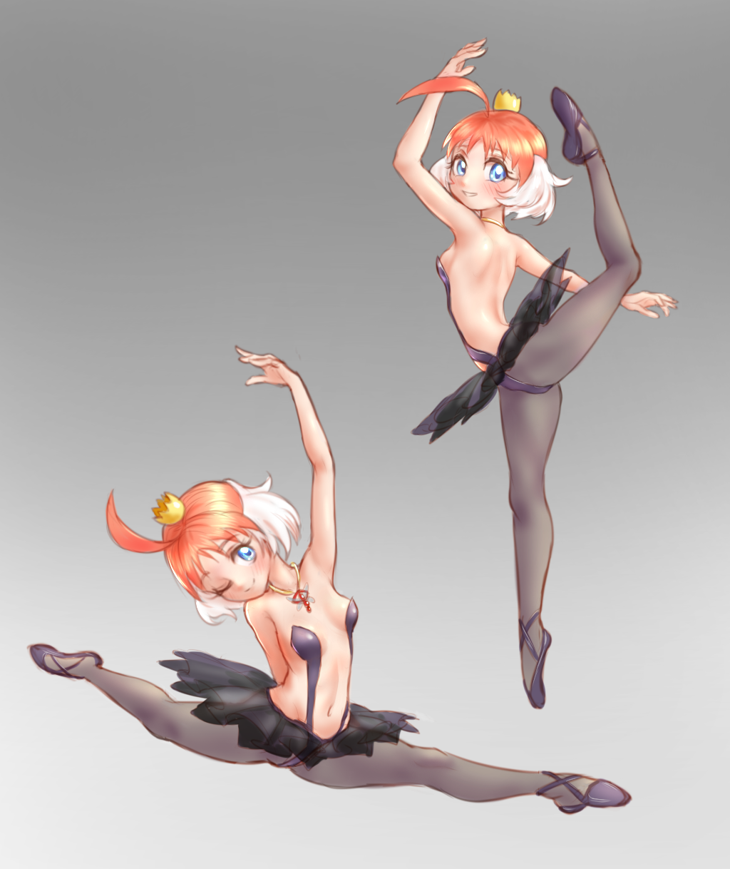 ahiru_(princess_tutu) artoise ballerina ballet black_tights female female_only leotard_peek princess_kraehe princess_tutu princess_tutu_(character) solo solo_female tights tutu upskirt