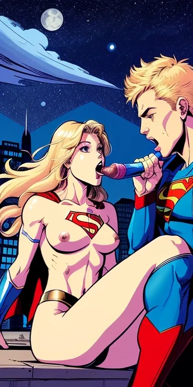 ai_generated blonde_hair blue_eyes breasts_out dc dc_comics dildo female simulacra supergirl superheroine superlad superman_(series)